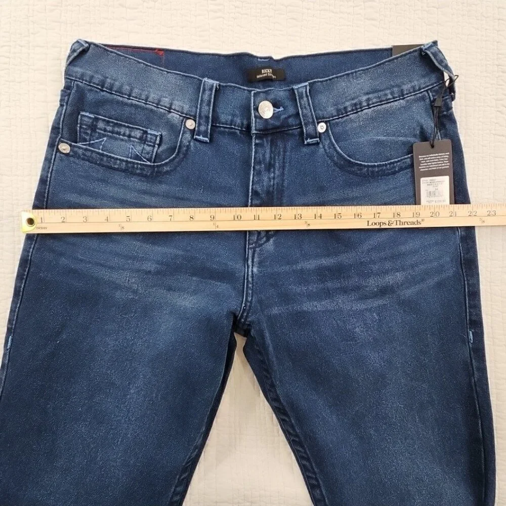 NWT True Religion Ricky Jeans Men's 34x34 Medium‎ Wash Relaxed Straight Leg NEW